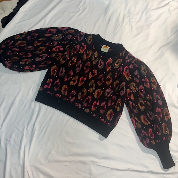FARM RIO Beaded Leopard Pattern Beaded Sweater, size small - Picture 12 of 13